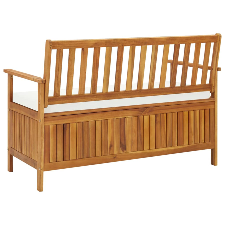 Tuinopslagbank Massief Acaciahout 120 x 63 x 84 cm Bruin en wit