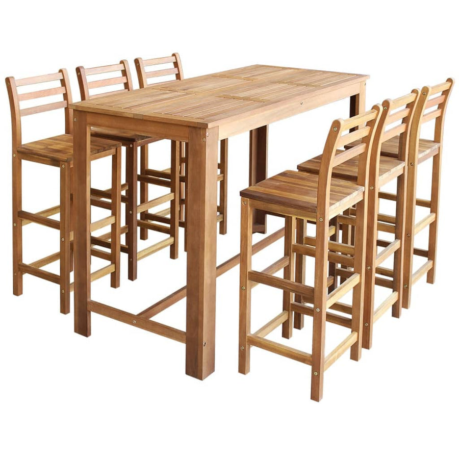 7-Delige Bartafel En -Stoelenset Massief Acaciahout