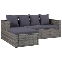 -Delige Loungeset Met Kussens Poly Rattan Grijs