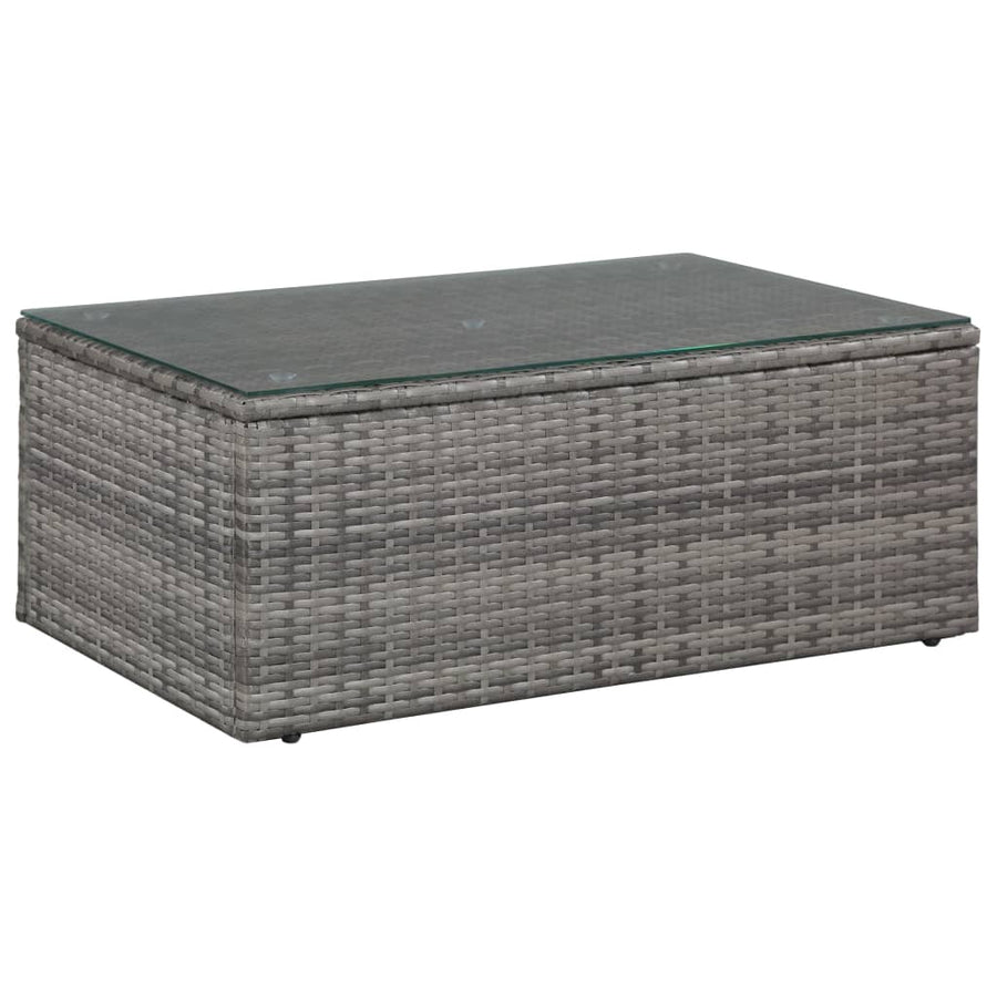 -Delige Loungeset Met Kussens Poly Rattan Grijs