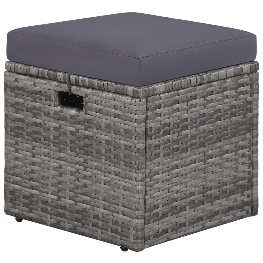 -Delige Loungeset Met Kussens Poly Rattan Grijs