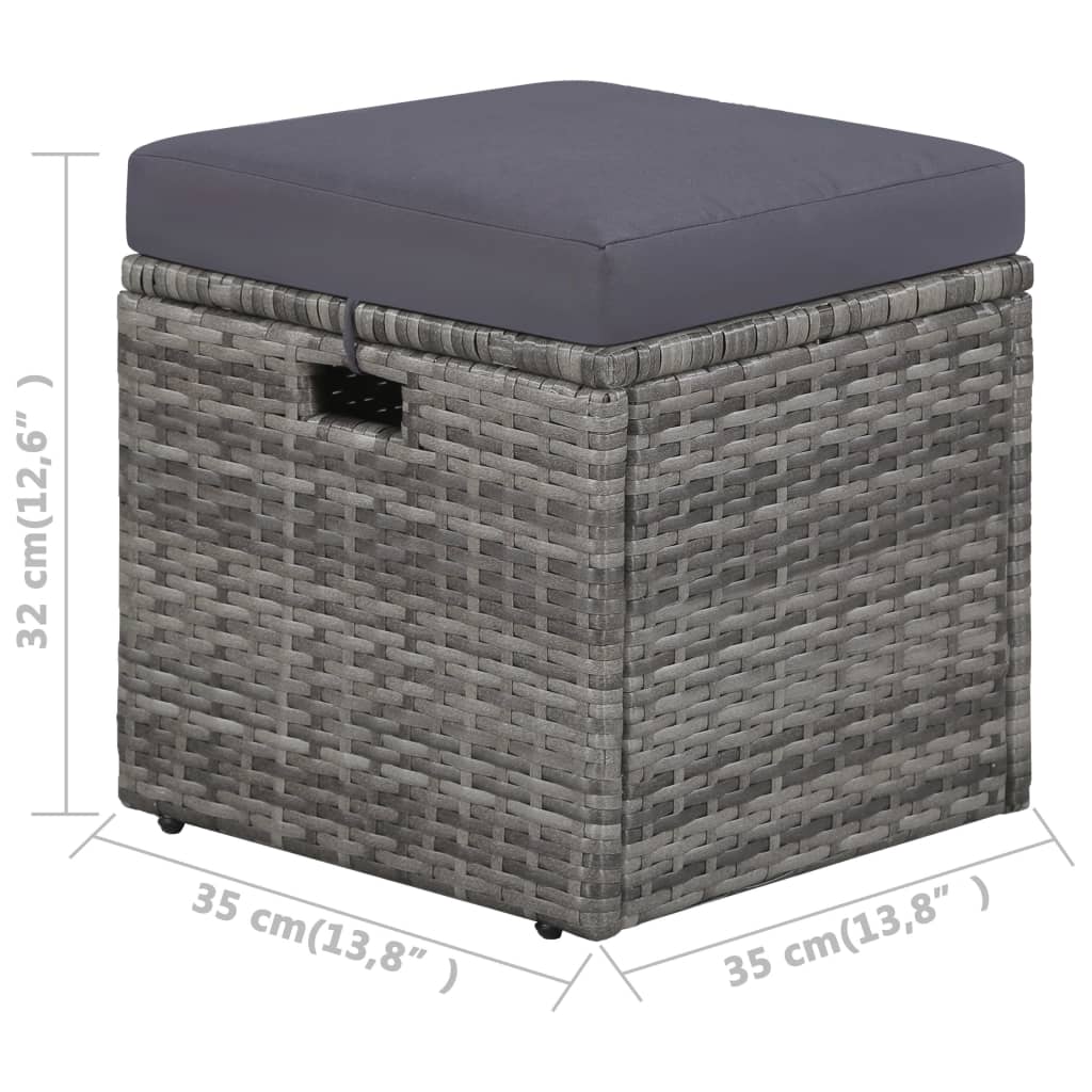 -Delige Loungeset Met Kussens Poly Rattan Grijs