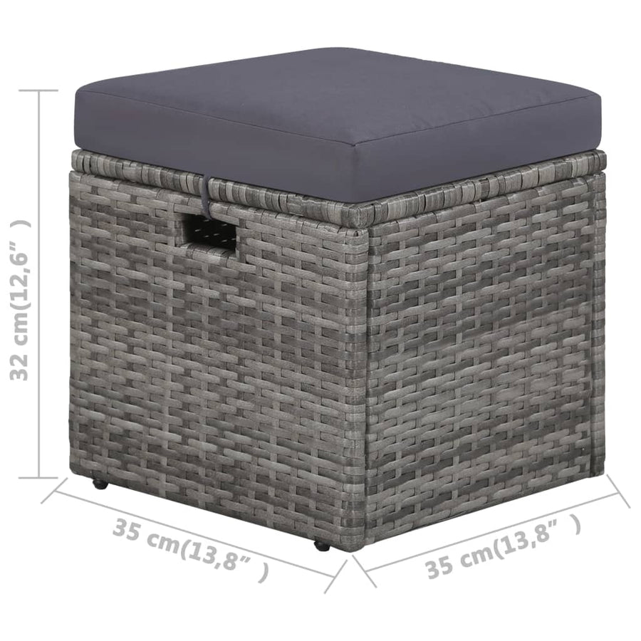 -Delige Loungeset Met Kussens Poly Rattan Grijs