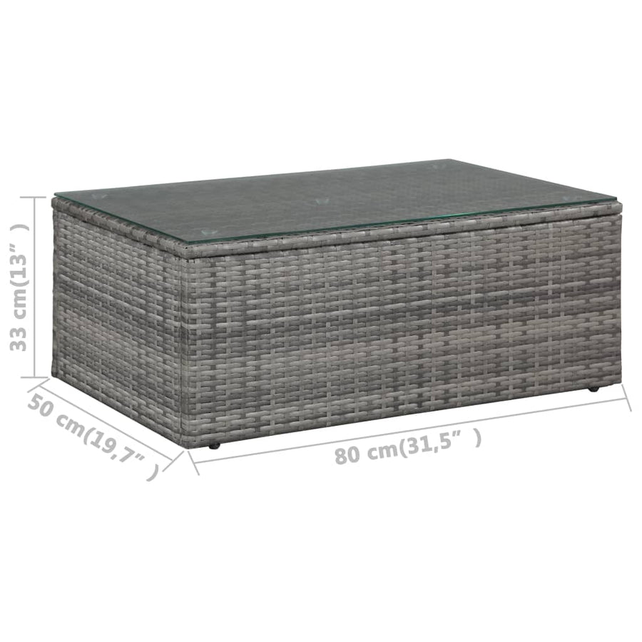 -Delige Loungeset Met Kussens Poly Rattan Grijs