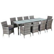 Tuinset 11-delig poly rattan grijs met kussens