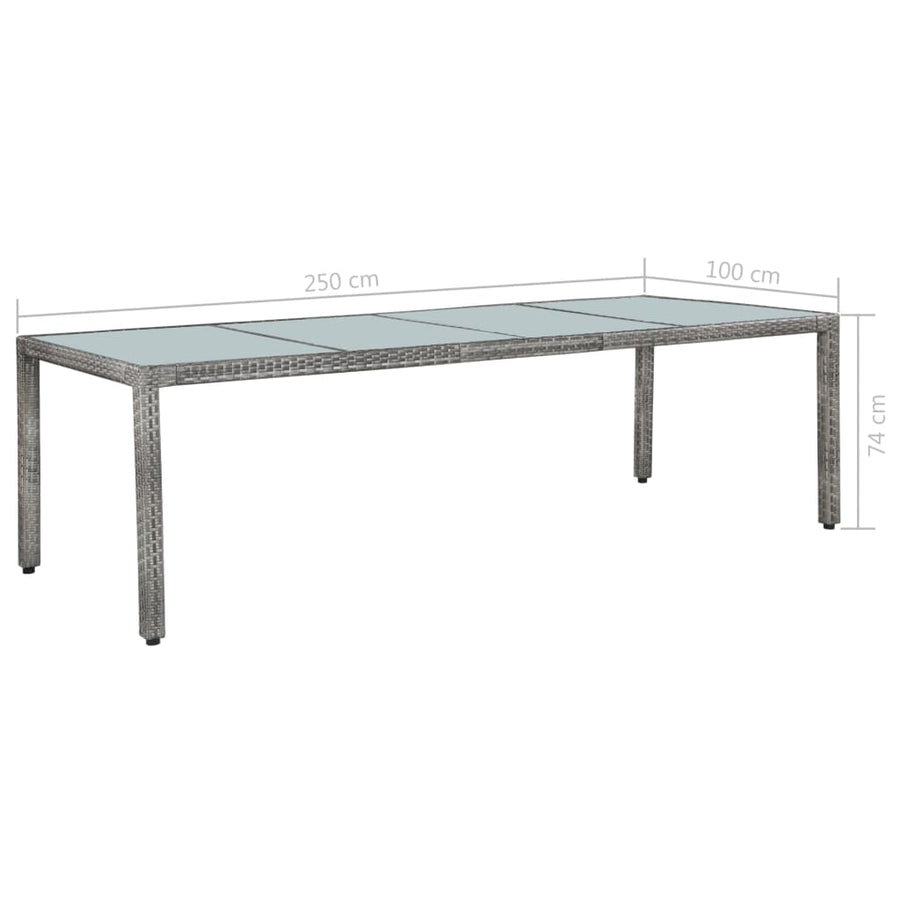 -Delige Tuinset Met Kussens Poly Rattan 11 250 cm tafellengte Grijs en wit