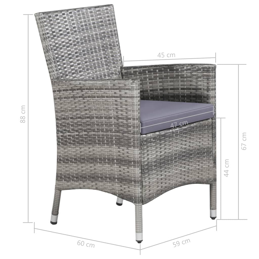 -Delige Tuinset Met Kussens Poly Rattan 11 250 cm tafellengte Grijs en wit