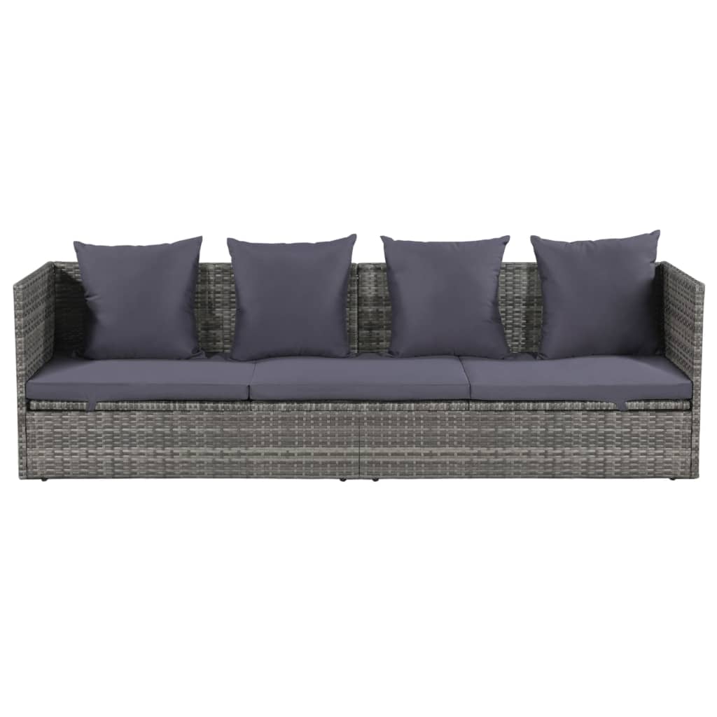 Tuinbed 200X60 Cm Poly Rattan Grijs