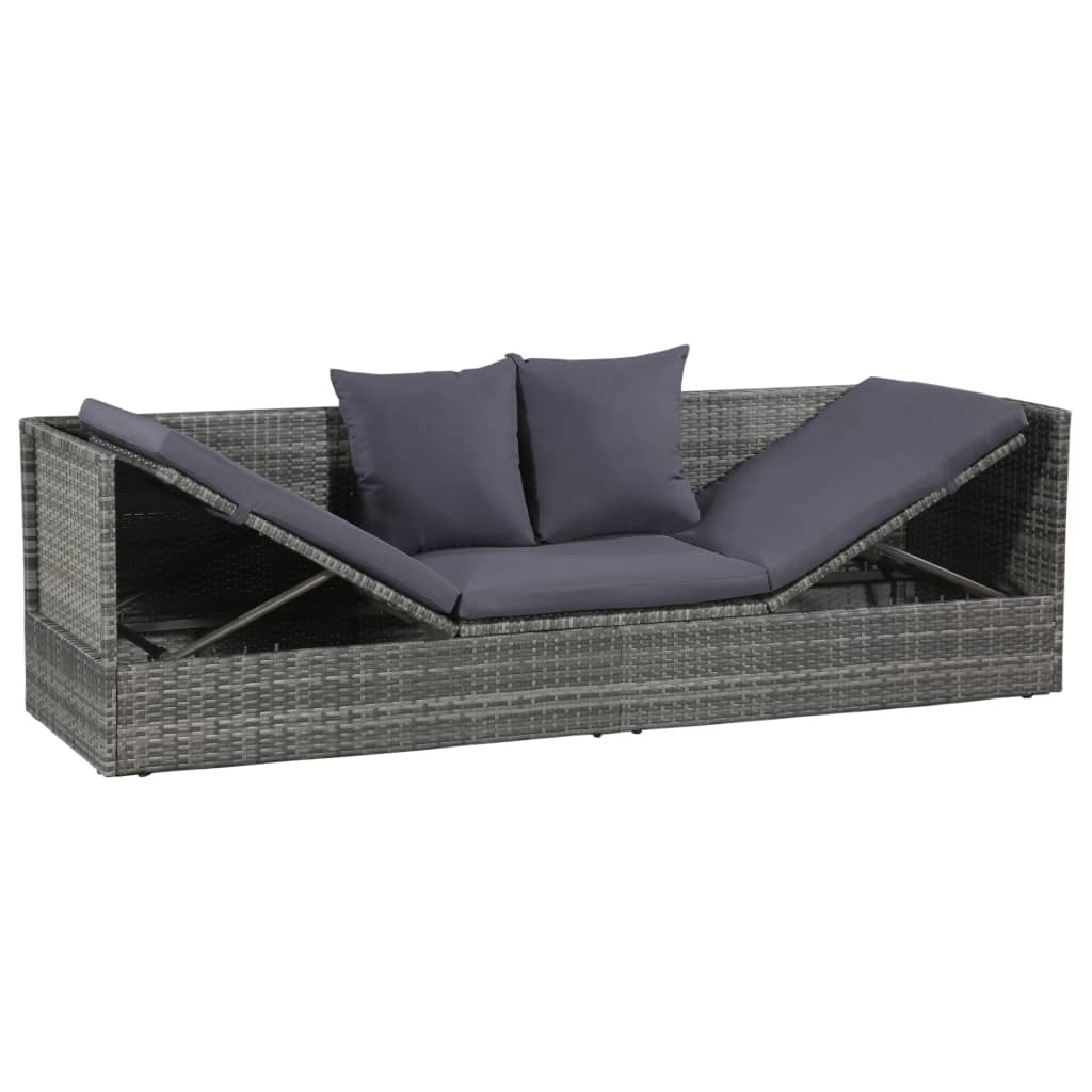 Tuinbed 200X60 Cm Poly Rattan Grijs