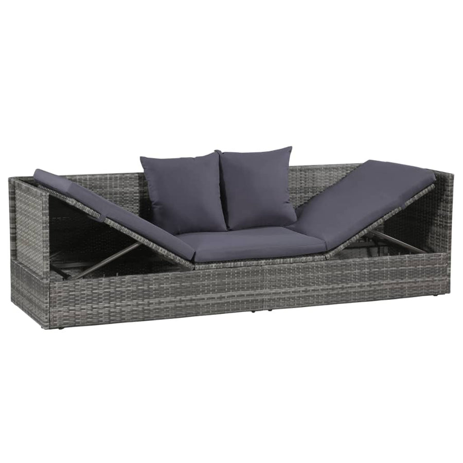 Tuinbed 200X60 Cm Poly Rattan Grijs