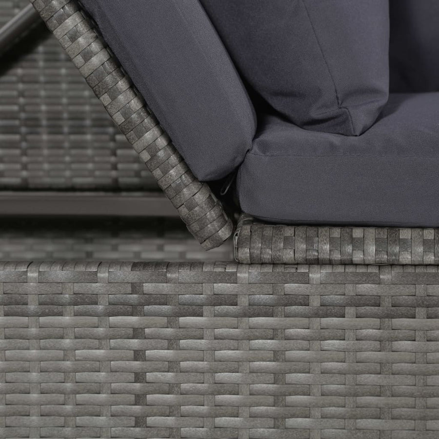 Tuinbed 200X60 Cm Poly Rattan Grijs
