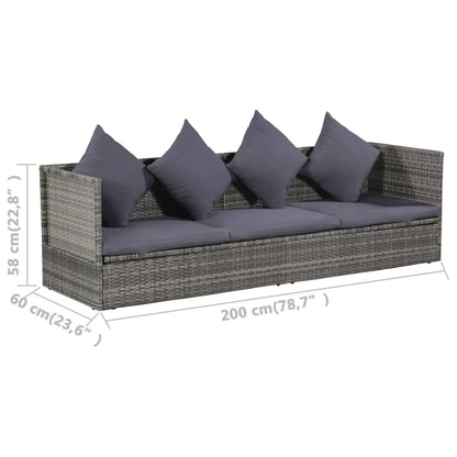 Tuinbed 200X60 Cm Poly Rattan Grijs