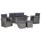 -Delige Loungeset Met Kussens Poly Rattan Grijs