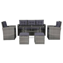 -Delige Loungeset Met Kussens Poly Rattan Grijs