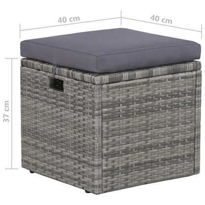 -Delige Loungeset Met Kussens Poly Rattan Grijs