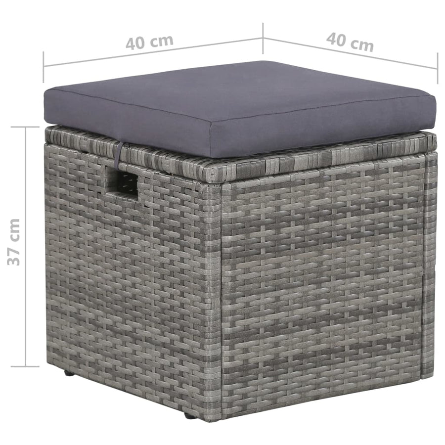 -Delige Loungeset Met Kussens Poly Rattan Grijs