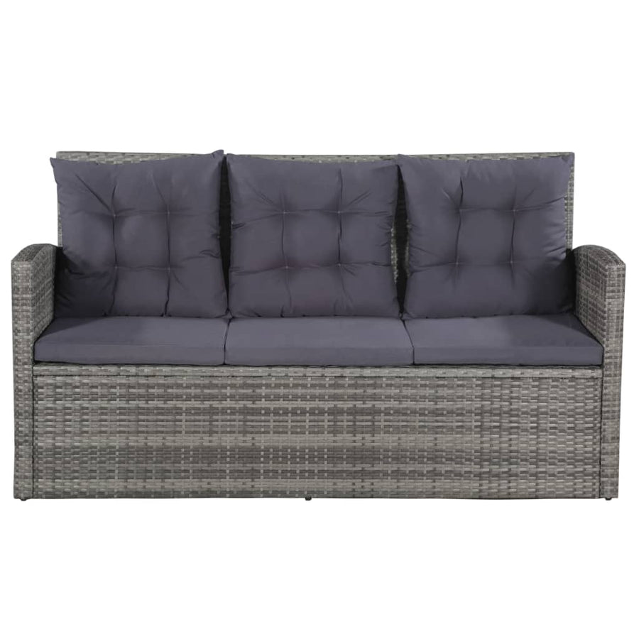 -Delige Loungeset Met Kussens Poly Rattan Grijs