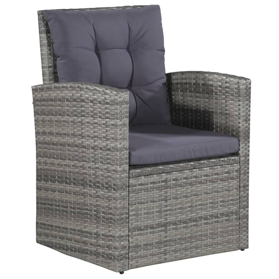 -Delige Loungeset Met Kussens Poly Rattan Grijs