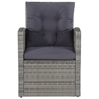 -Delige Loungeset Met Kussens Poly Rattan Grijs