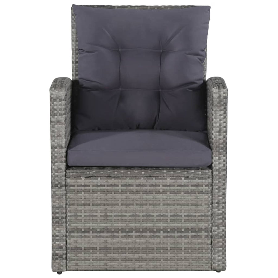 -Delige Loungeset Met Kussens Poly Rattan Grijs