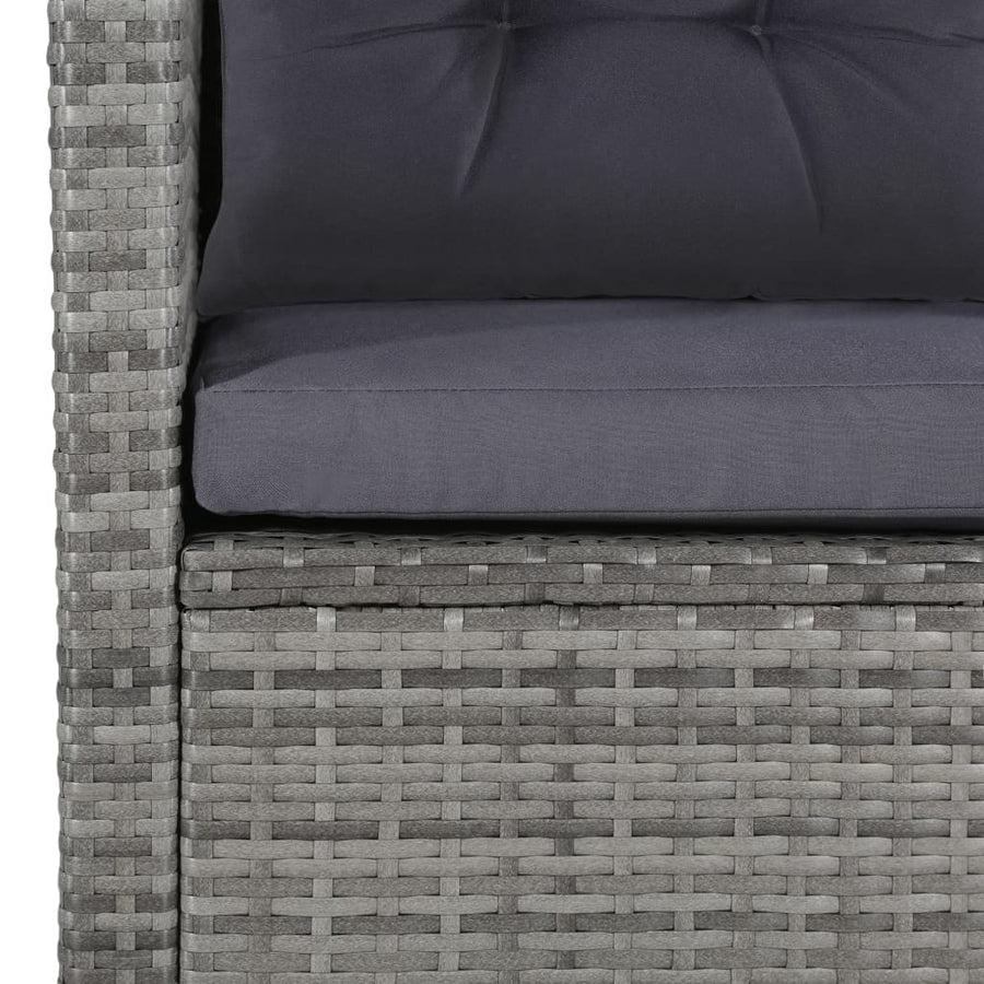 -Delige Loungeset Met Kussens Poly Rattan Grijs