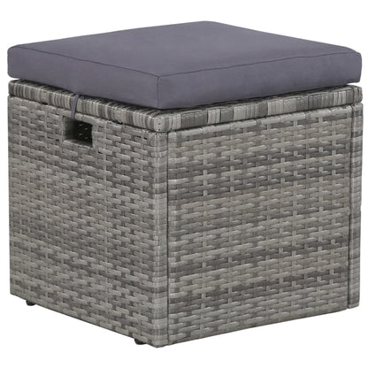 -Delige Loungeset Met Kussens Poly Rattan Grijs