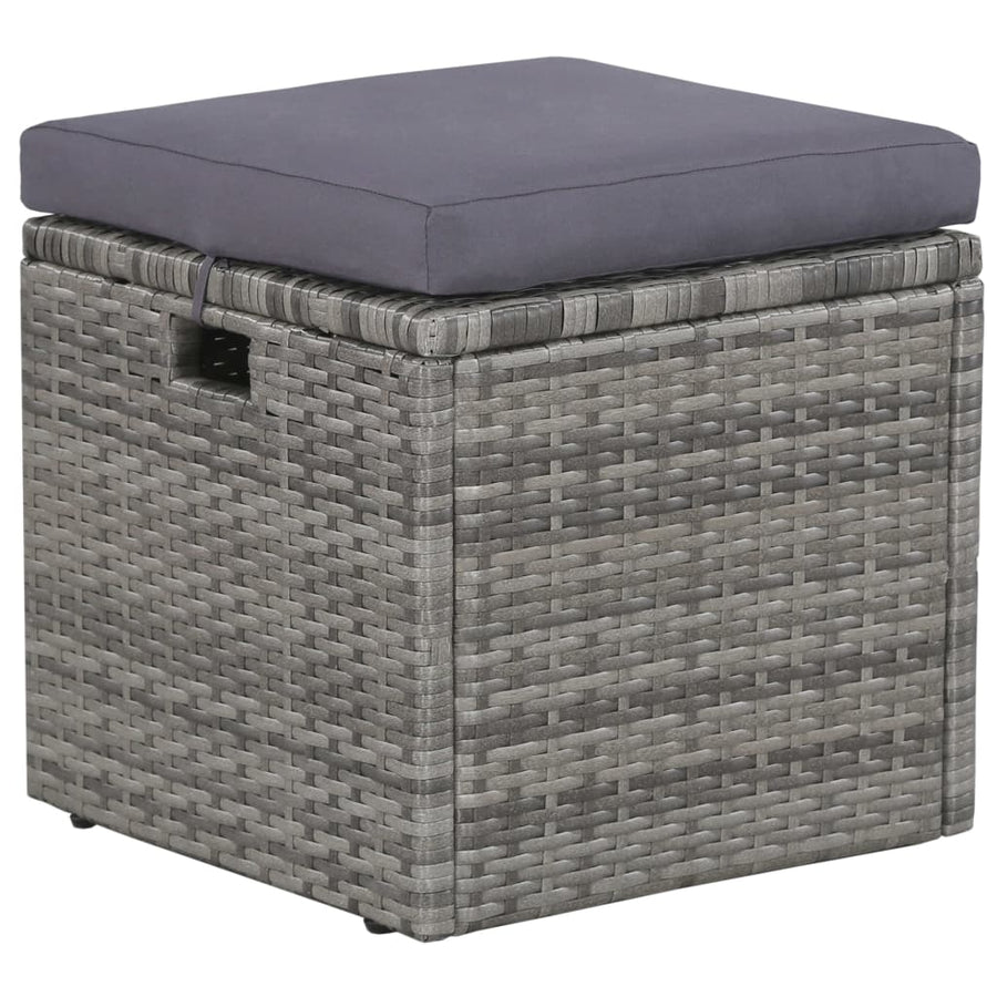 -Delige Loungeset Met Kussens Poly Rattan Grijs