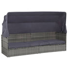 Tuinbed Met Luifel 205X62 Cm Poly Rattan Grijs