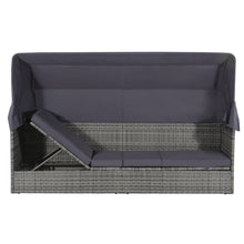 Tuinbed Met Luifel 205X62 Cm Poly Rattan Grijs