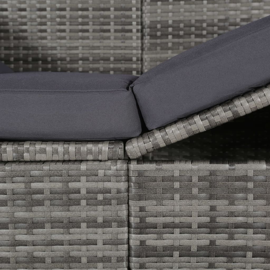 Tuinbed Met Luifel 205X62 Cm Poly Rattan Grijs