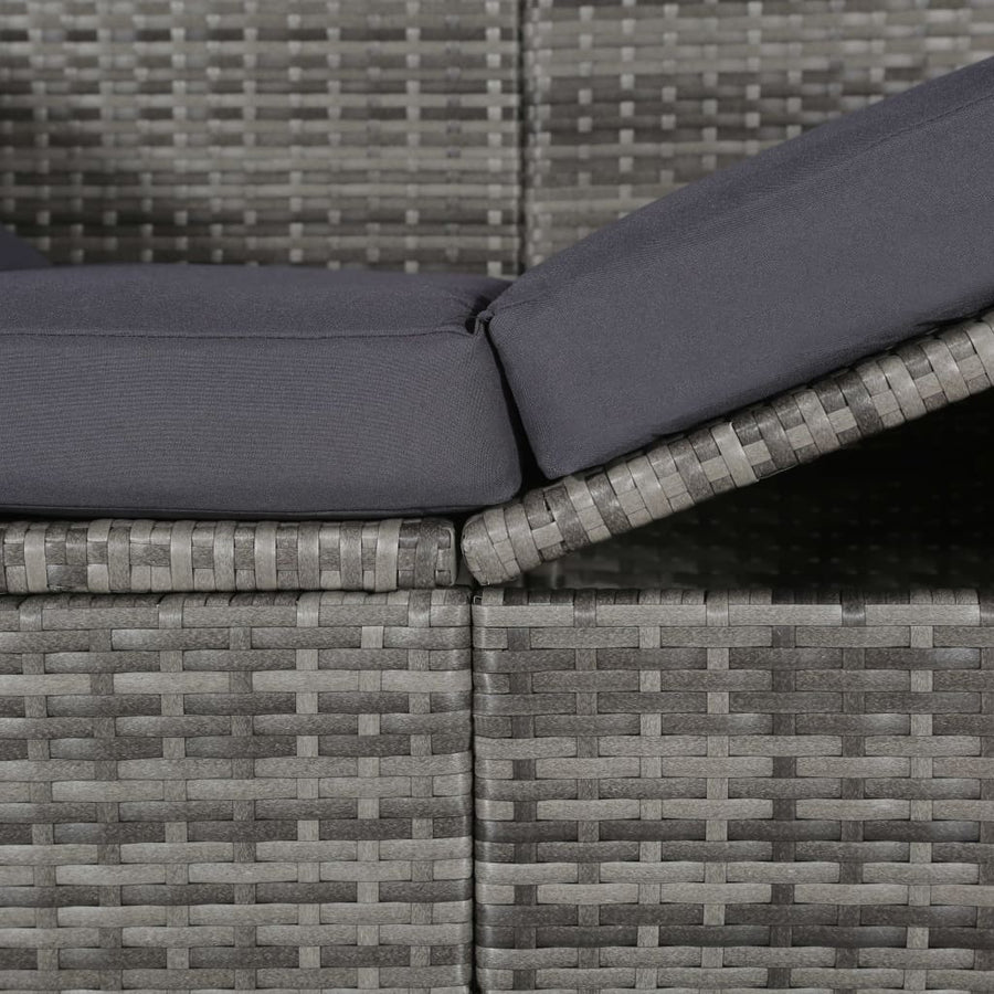 Tuinbed Met Luifel 205X62 Cm Poly Rattan Grijs