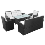 Loungeset 5-delig poly rattan zwart