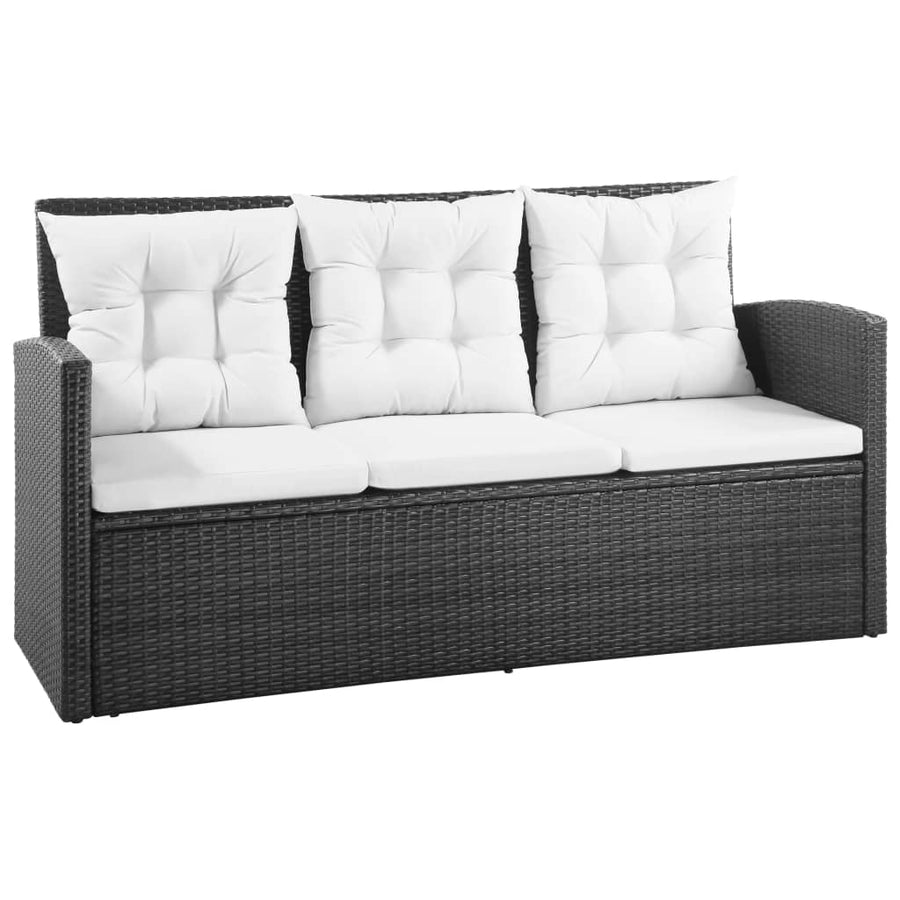 5-Delige Loungeset Met Kussens Poly Rattan 1 Zwart
