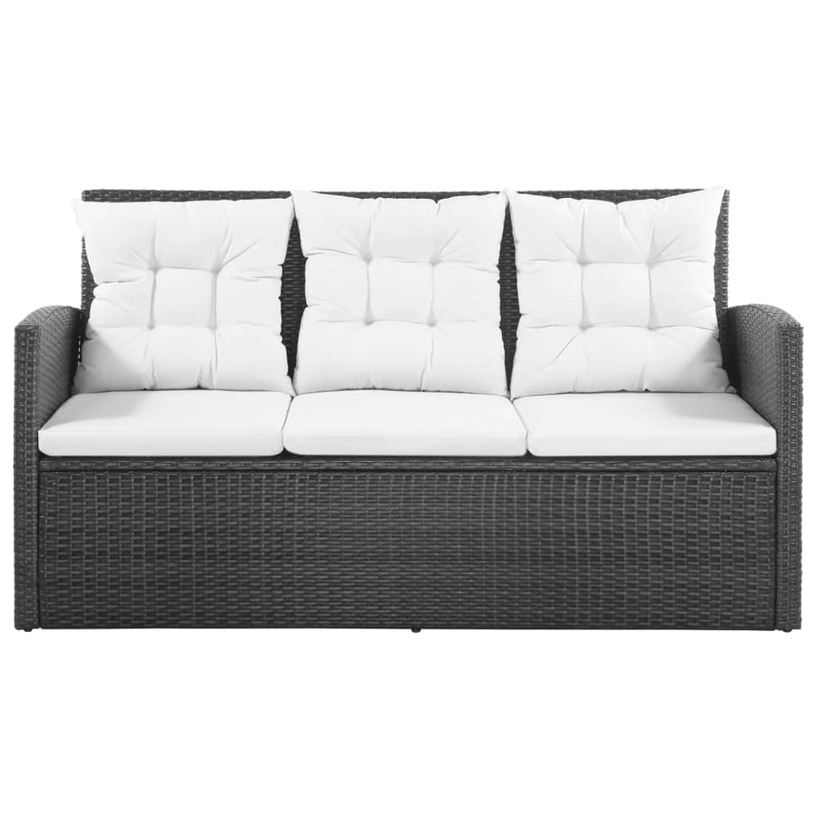 5-Delige Loungeset Met Kussens Poly Rattan 1 Zwart