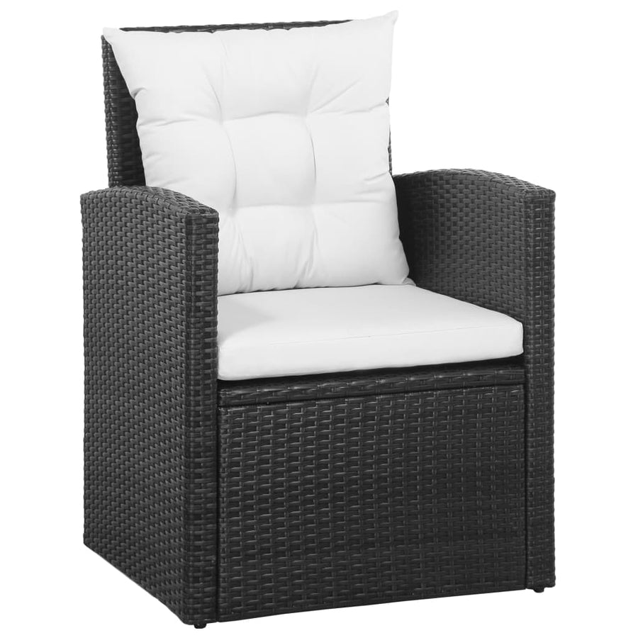 5-Delige Loungeset Met Kussens Poly Rattan 1 Zwart
