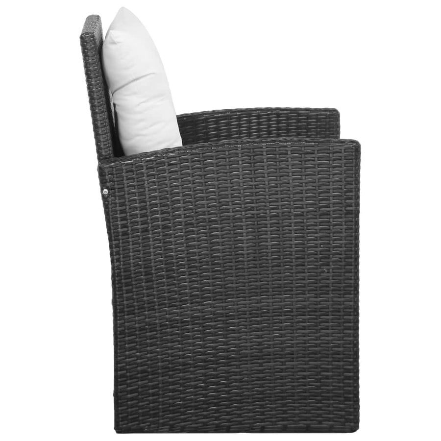 5-Delige Loungeset Met Kussens Poly Rattan 1 Zwart