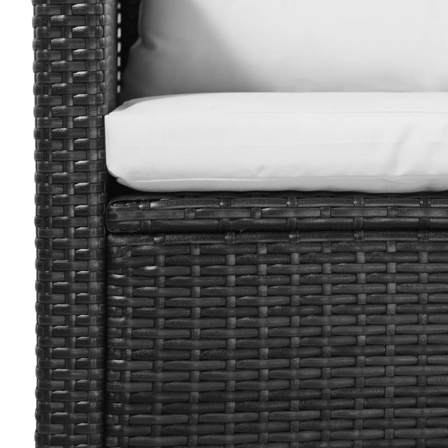 5-Delige Loungeset Met Kussens Poly Rattan 1 Zwart