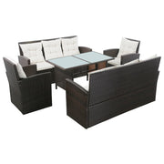 Loungeset poly rattan bruin 5-delig
