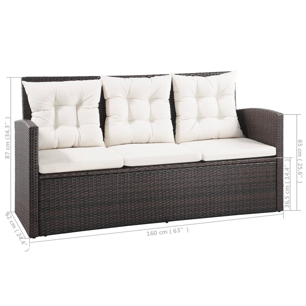 -Delige Loungeset Met Kussens Poly Rattan 5 Bruin