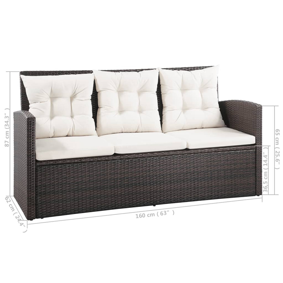 -Delige Loungeset Met Kussens Poly Rattan 5 Bruin