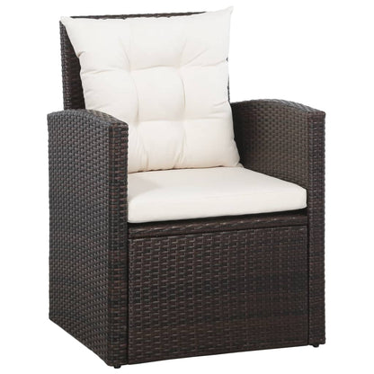 -Delige Loungeset Met Kussens Poly Rattan 5 Bruin
