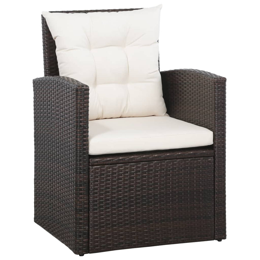 -Delige Loungeset Met Kussens Poly Rattan 5 Bruin