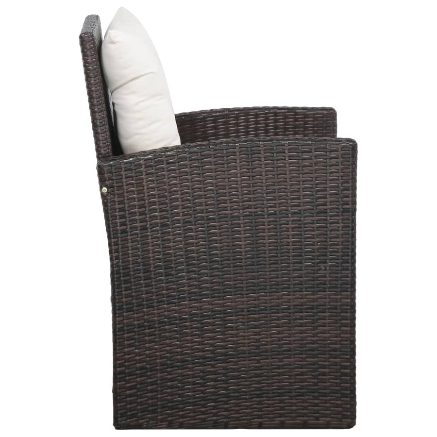 -Delige Loungeset Met Kussens Poly Rattan 5 Bruin
