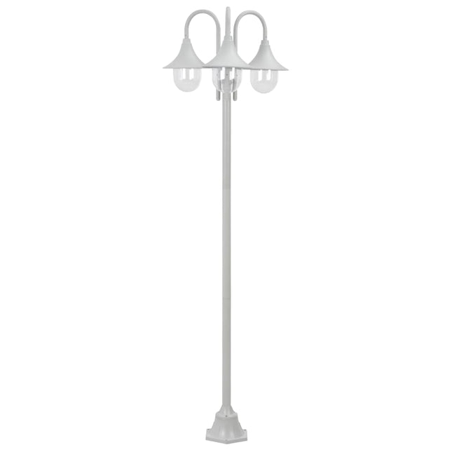 Paalverlichting Tuin E27 220 Cm Aluminium 3-Delig Wit