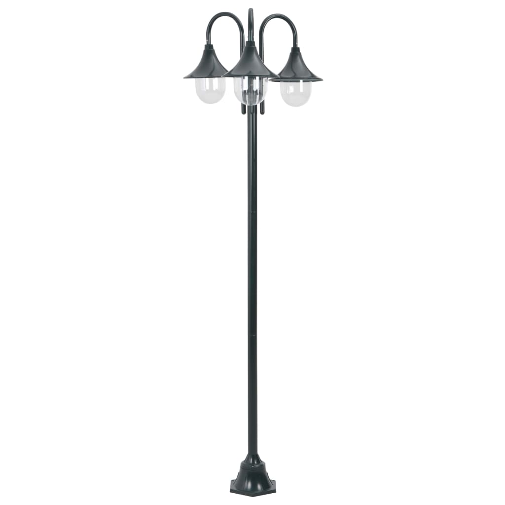 Paalverlichting Tuin E27 220 Cm Aluminium 3-Delig Donkergroen