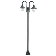 Paalverlichting tuin 220 cm aluminium donkergroen 2x E27