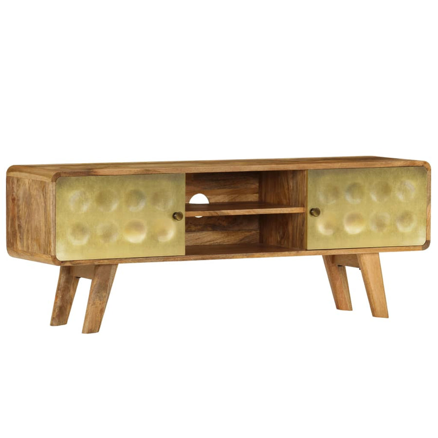 Tv-Meubel 120X30X45 Cm Massief Mangohout Goud