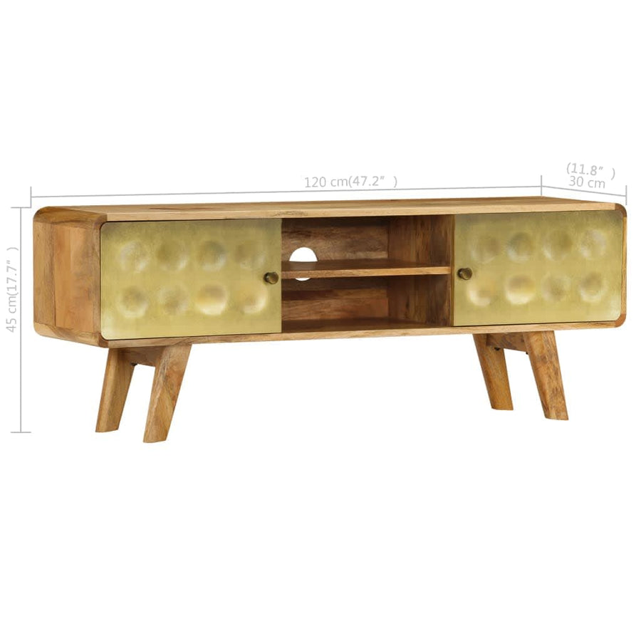 Tv-Meubel 120X30X45 Cm Massief Mangohout Goud