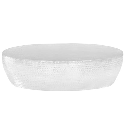 Salontafel 100X50X28 Cm Gehamerd Aluminium Zilver