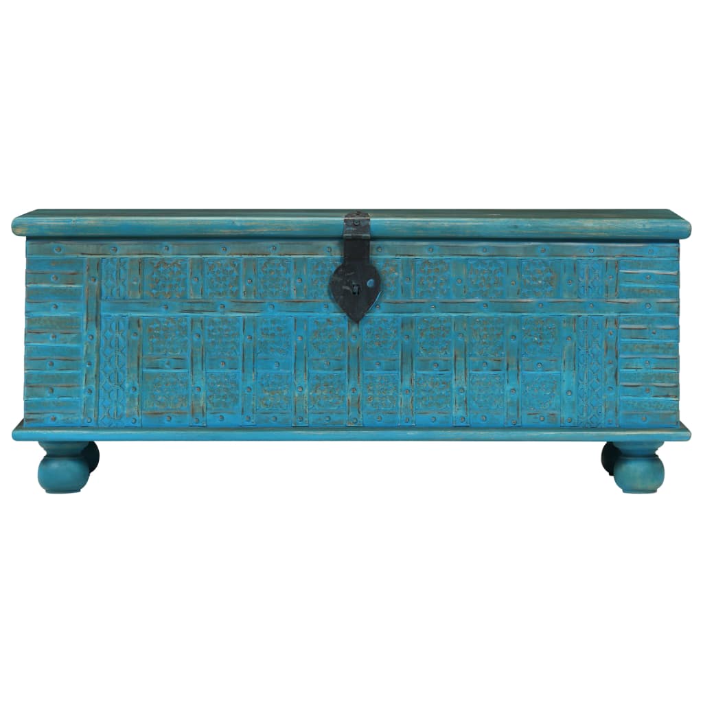 Opbergkist 100X40X41 Cm Massief Mangohout Blauw